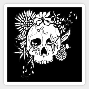 skull and flowers Magnet